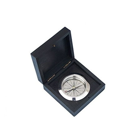Rosewood Memory Box Handcrafted Model Ships CO-0609A-CH Chrome Captain'S Desk Compass W/ Black Rosewood Box 4 ()