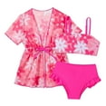 thumbnail image 5 of SGMVNU Girls Swimsuit with Kimono Cover up, 3 Piece Swimwear Set, Floral Print Teens Bathing Suit, Summer Beach Wear 2-3 Years kq1-Hot Pink, 5 of 5
