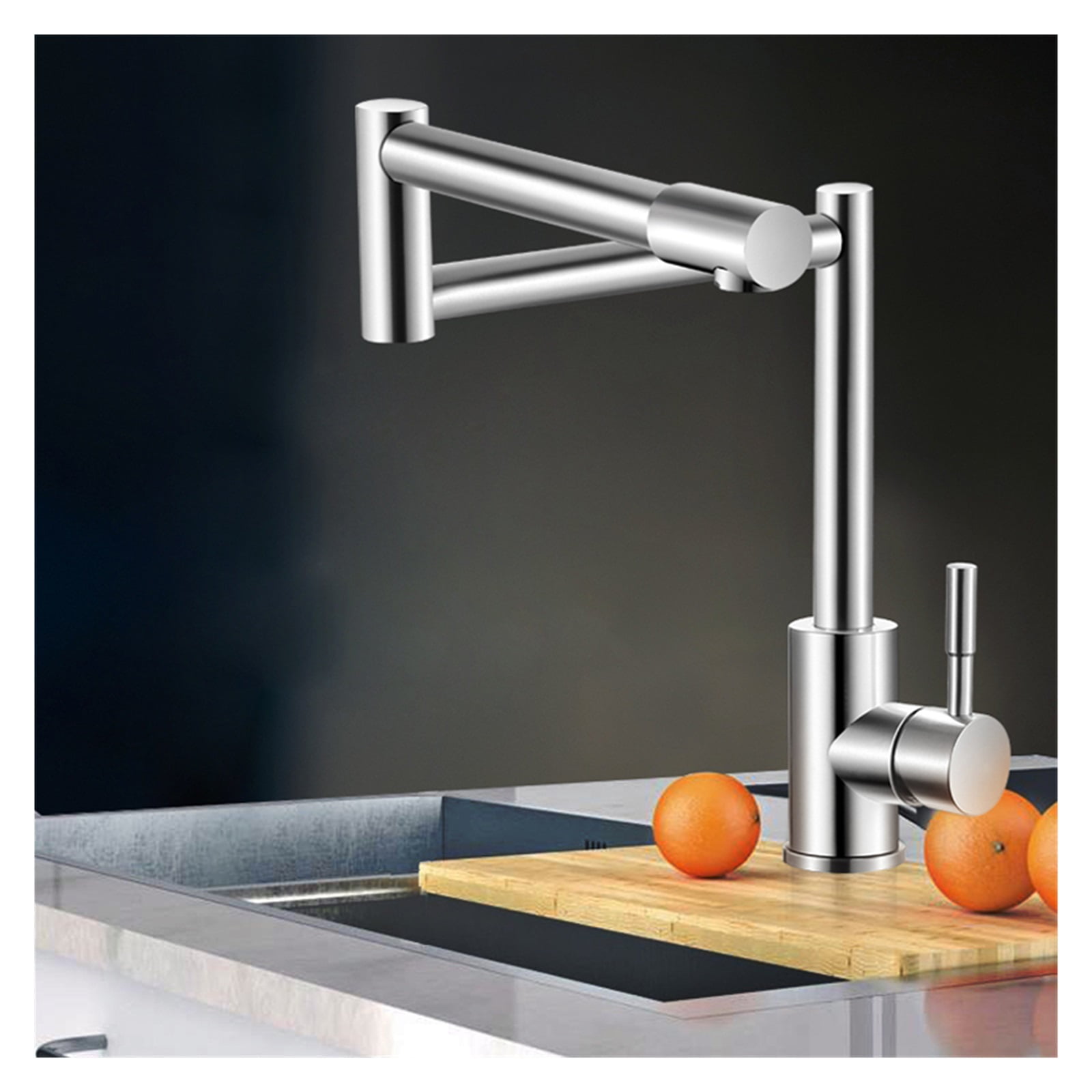 Kitchen Faucet 720 Degree Swivel Stainless Steel Sink Faucet Universal Single Handle Hot and Cold Mixer Folding Bar Faucet