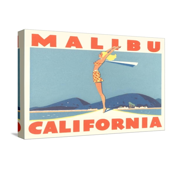 Art.com Stretching Girl, Malibu, California Stretched Canvas Print Wall Art, 18" x 12"