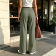 thumbnail image 6 of Pants for Womens High Waisted Straight Leg Pants Button Casual Relaxed Fit Fall Winter Trousers with Pockets, 6 of 7