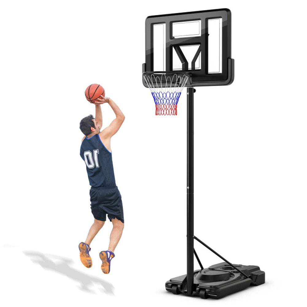 Demifill Portable Basketball Hoop with 9-Position Adjustable Height, Basketball Hoop with 44" Durable PET Backboard, Black