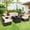 Brown, variant on Costway 7PCS Patio Rattan Furniture Set Fire Pit Table Cover Cushion Navy