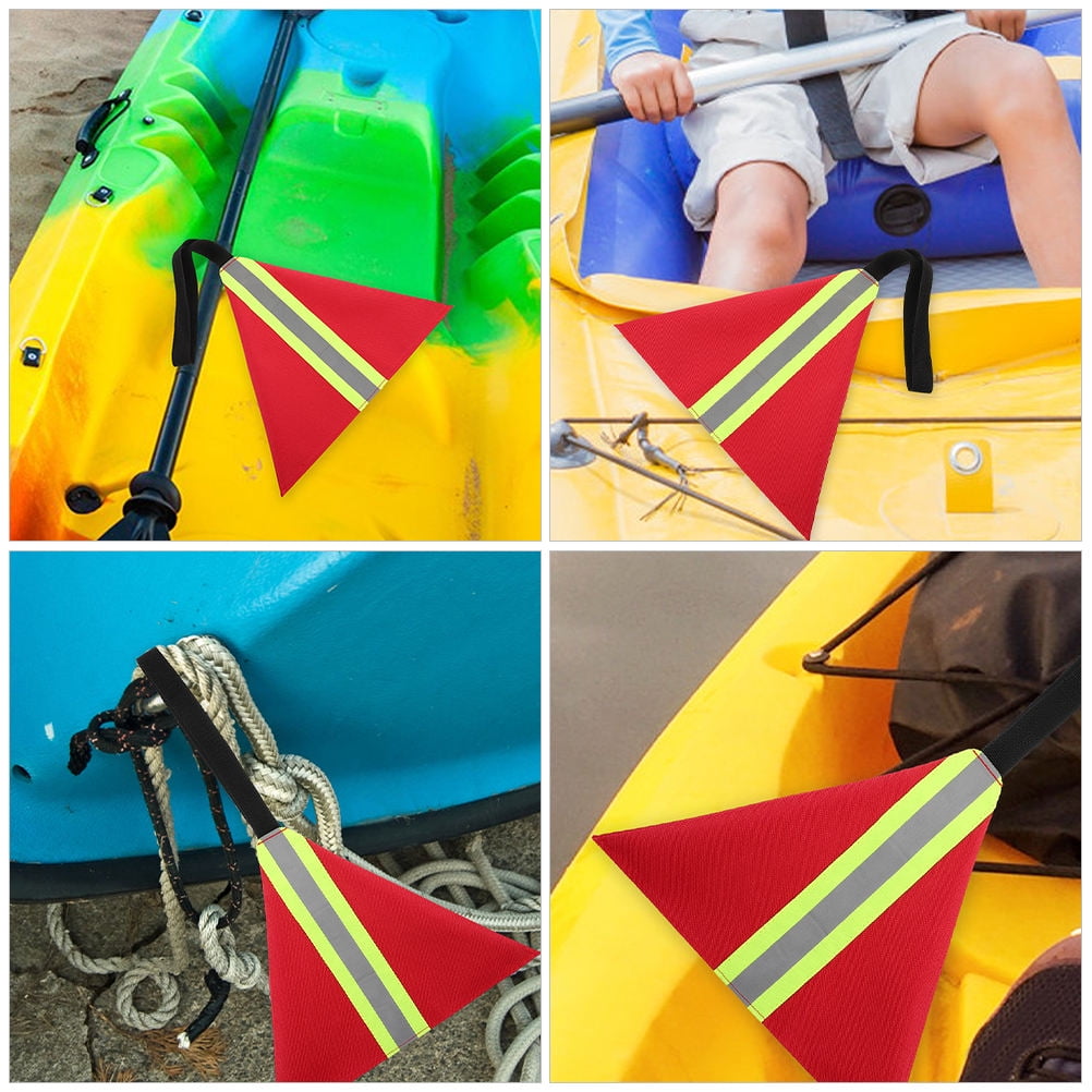 KONTONTY 3-Pack Kayak Reflective Safety Flags for Trailer, High Visibility Warning Flags with Raised Seat Bungee for Kayak Safety