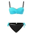 thumbnail image 4 of MSJUHEG Thong String 2 Piece Bikini Set,Halter String,Bikini Sets for Women,Bathing Suits,Knot Front,Bathing Suits for Women,Mid Rise Bikini Sets for Women Blue L, 4 of 5