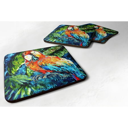 

Carolines Treasures MW1204FC Yo Yo Mama Parrot Foam Coaster Set of 4 3 1/2 x 3 1/2 multicolor