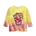 thumbnail image 5 of Auroural 5T Girls Clothes 5T Girls Shirts Long Sleeve 3-12Years Children's Fashion Cute Playful Print 3/4 Sleeve Round Neck Tops/shirt Yellow, 5 of 5