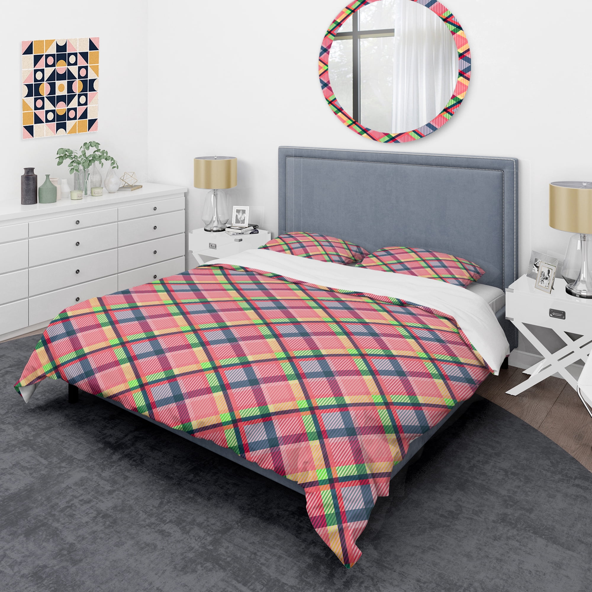 Designart 'Tartan Geometrical Texture I ' Mid-Century Modern Duvet Cover Set