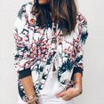thumbnail image 2 of Women's Stand Collar Zip up Floral Prints Crop Length Bomber Jacket, 2 of 5