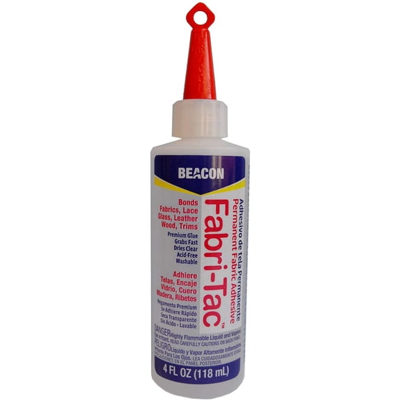 Beacon Fabri-Tac Permanent Quick-Dry Fabric Adhesive Glue, 4 oz. Bottle