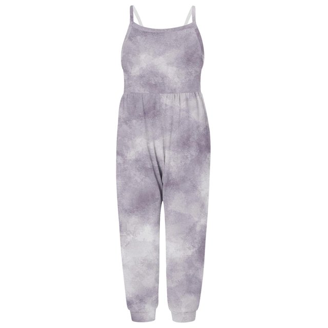 Penkiiy Combinaison d'Été pour Filles Tout-Petits Combinaison une Pièce Dégradée Imprimée Sans Manches 2-3 Ans Gris