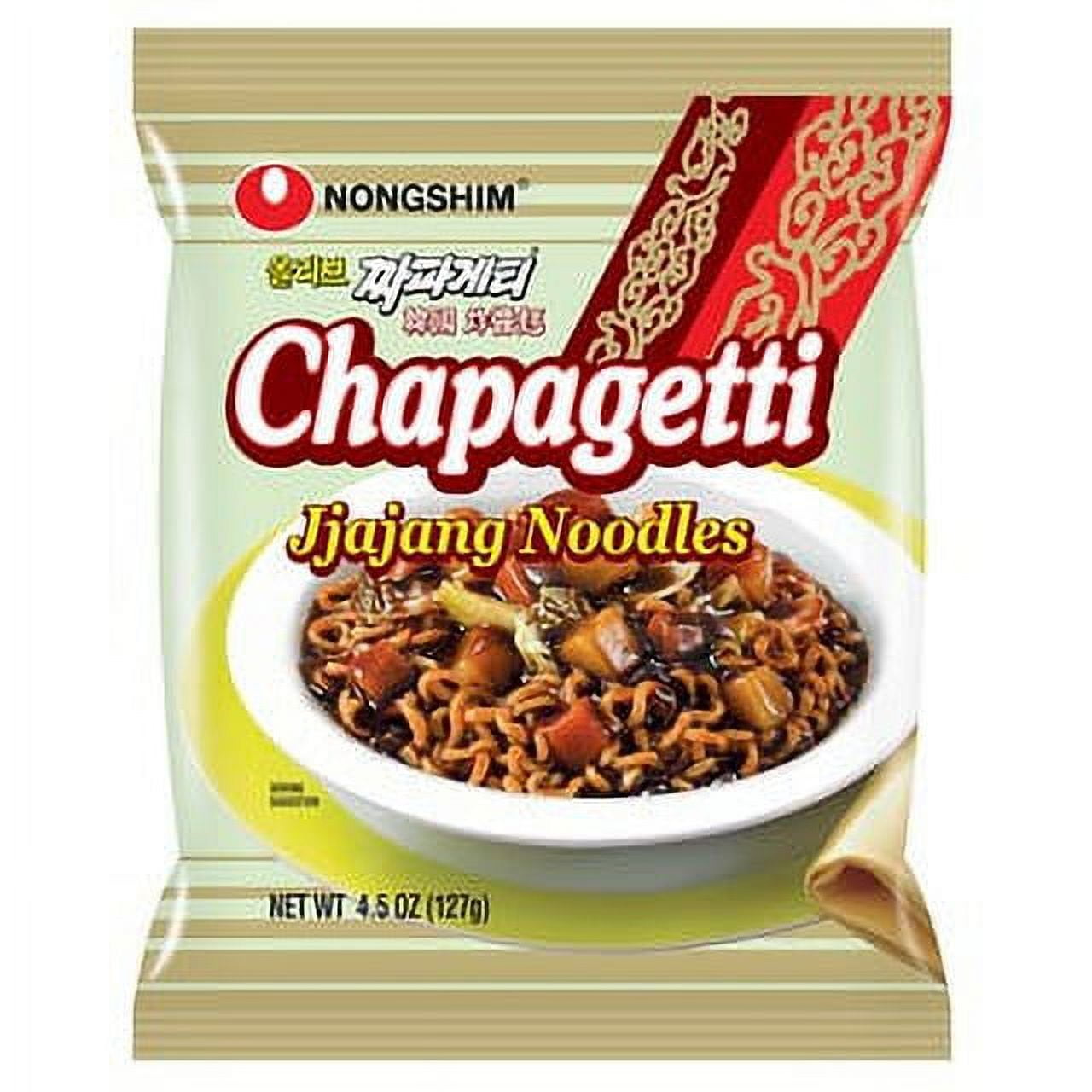 Nongshim Chapagetti Savory Chajang Black Bean Sauce Ramyun Ramen Noodle Soup Pack, 4.48oz X 4 Count, Shelf-Stable