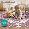 thumbnail image 4 of ODIKA 3'x5' Washable Accent Rug Pink Pastel Purple Plum Cream Mirrored Florals Harmonious for Bedside, Nursery Room, Pet Friendly & Non-Shedding, 4 of 7