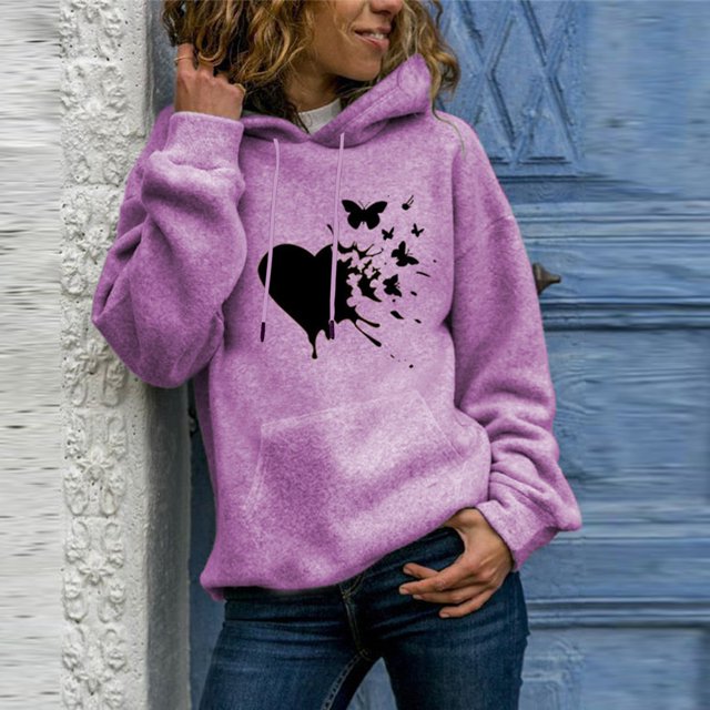 Pull à Manches Longues Automne Hiver pour Femmes, Imprimé, Col Rond, Sweat à Capuche