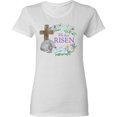 thumbnail image 3 of Inktastic Easter He Has Risen with Cross and Flowers Women's T-Shirt, 3 of 5