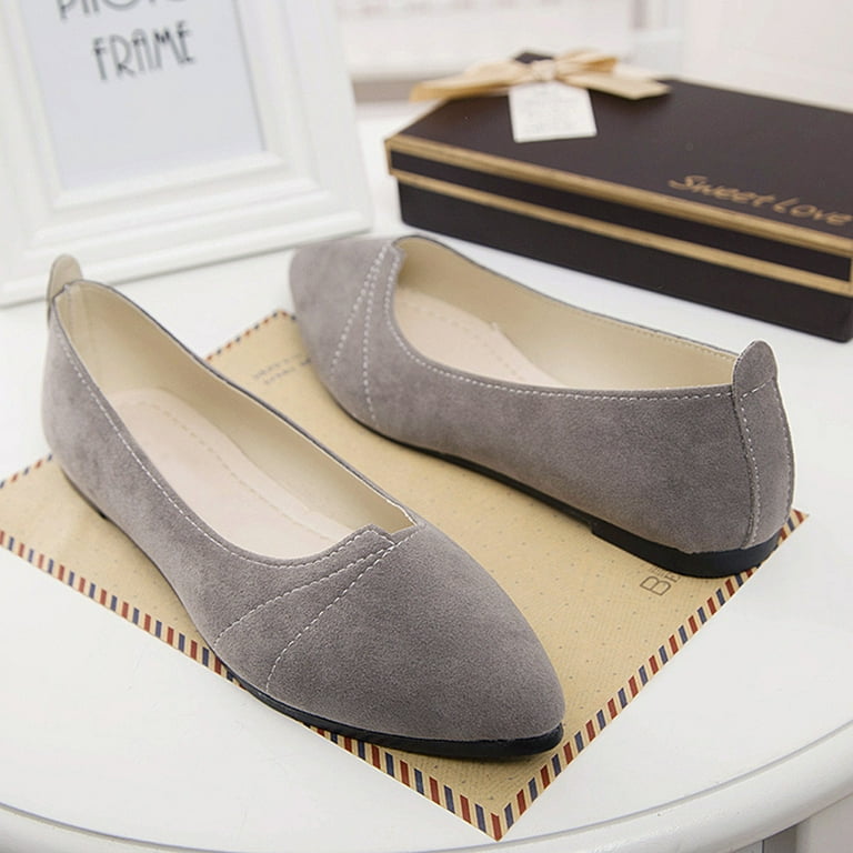 Ladies tan top flat shoes