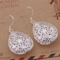 thumbnail image 3 of Floral Puff Silver Drops Matching Necklace and Earrings Set for Woman Special Occasion Birthday Holiday Anniversary, 3 of 3