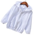 thumbnail image 4 of Abrigo para niños Chaqueta con capucha de algodón con protección solar para bebé niña niño, blanco, 120 cm Vogacara AP001415-18, 4 of 7