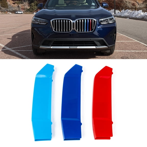 Xotic Tech M-Colored Stripe Grille Insert Trims Compatible with BMW X3 G01 or X4 G02 2022 2023, Not fit for X3 X4 M40i (7-Beams Standard Kidney Grille)