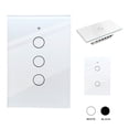 thumbnail image 1 of Interruptor de luz de pared inteligente WIFI 3 vias apagador inteligente Smart Switch, control remoto vía celular, panel táctil de vidrio o voz con Alexa, Google home y Smart Life Happy Life Interruptor Inteligente Wifi 3 switches Blanco, 1 of 10