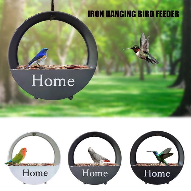 Fiudx Comedero de Hierro, Estructura Robusta, Diseño Decorativo de Herrería, Espacioso Comedero y Nido para Pájaros, Decoración para Jardín y Patio, Fácil de Instalar, Incluye Herrajes de Montaje.