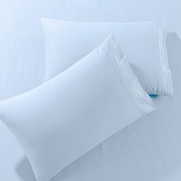 Pure Bedding Pillow cases Queen 2-Pack, Sky Blue] - Hotel Luxury Pillow case - Sateen Weave, Premium Microfiber - Soft and Breathable Pillowcases