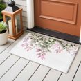 thumbnail image 4 of 2x3 Ft Entryway Area Rug, Pink Green Eucalyptus Kitchen Rug Runner Washable Floor Mat, Spring Leaves Watercolor Fruit Non Slip Indoor Door Mat Throw Carpet for Bathroom Living Room Bedroom, 4 of 8