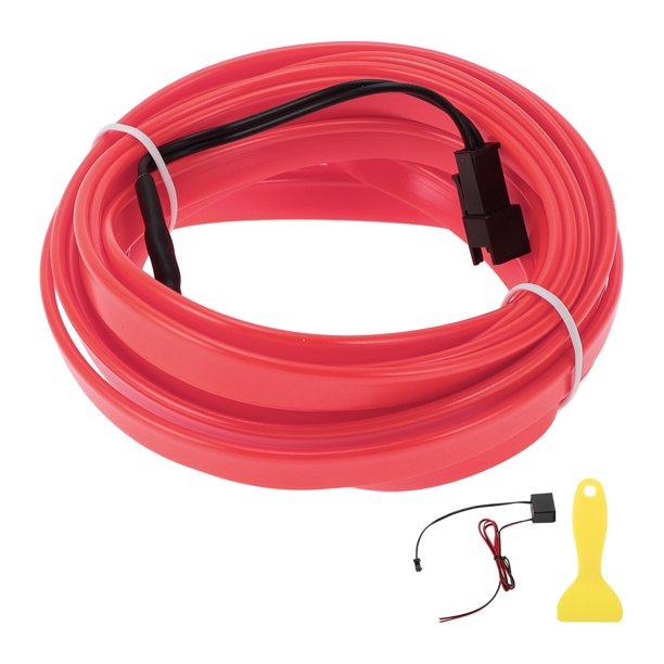Cuerda de luz LED EL de 4m Unique Bargains, tira de luz de neón flexible para iluminación interior de coches, controlador de cableado (12v) Rosa