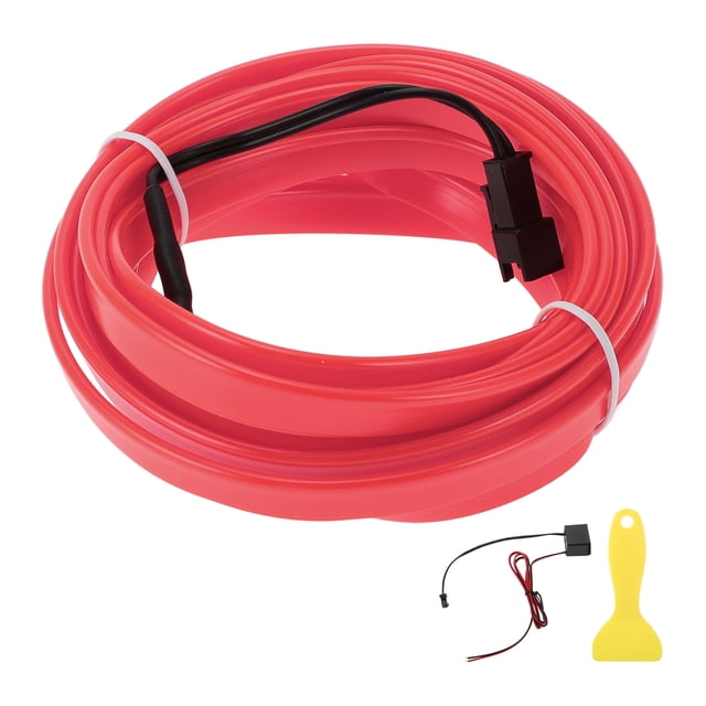 Cuerda de luz LED EL de 4m Unique Bargains, tira de luz de neón flexible para iluminación interior de coches, controlador de cableado (12v) Rosa