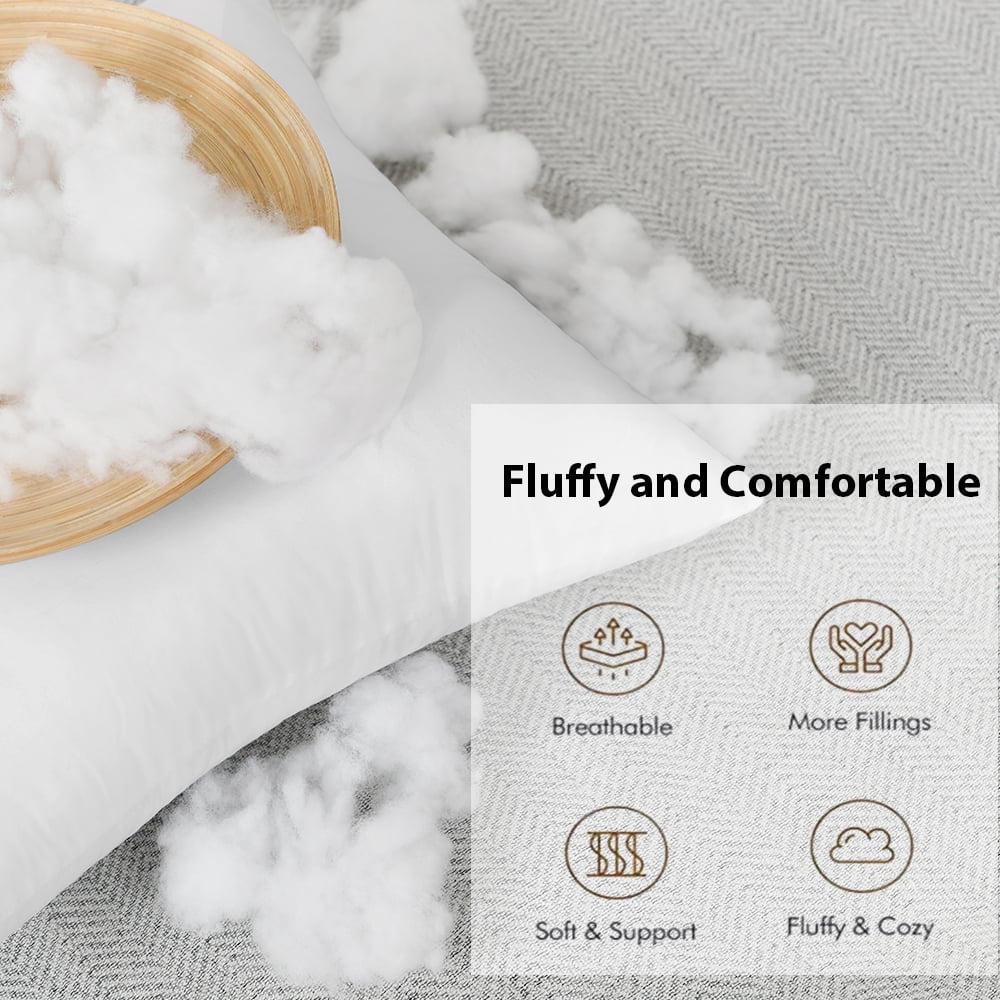 XWZO White Throw Pillow Inserts for Sofa, 18x18 Square Decorative Indoor Fluffy Pillow Stuffer, Plump Couch Cushion Pillow Stuffing 2 Pieces