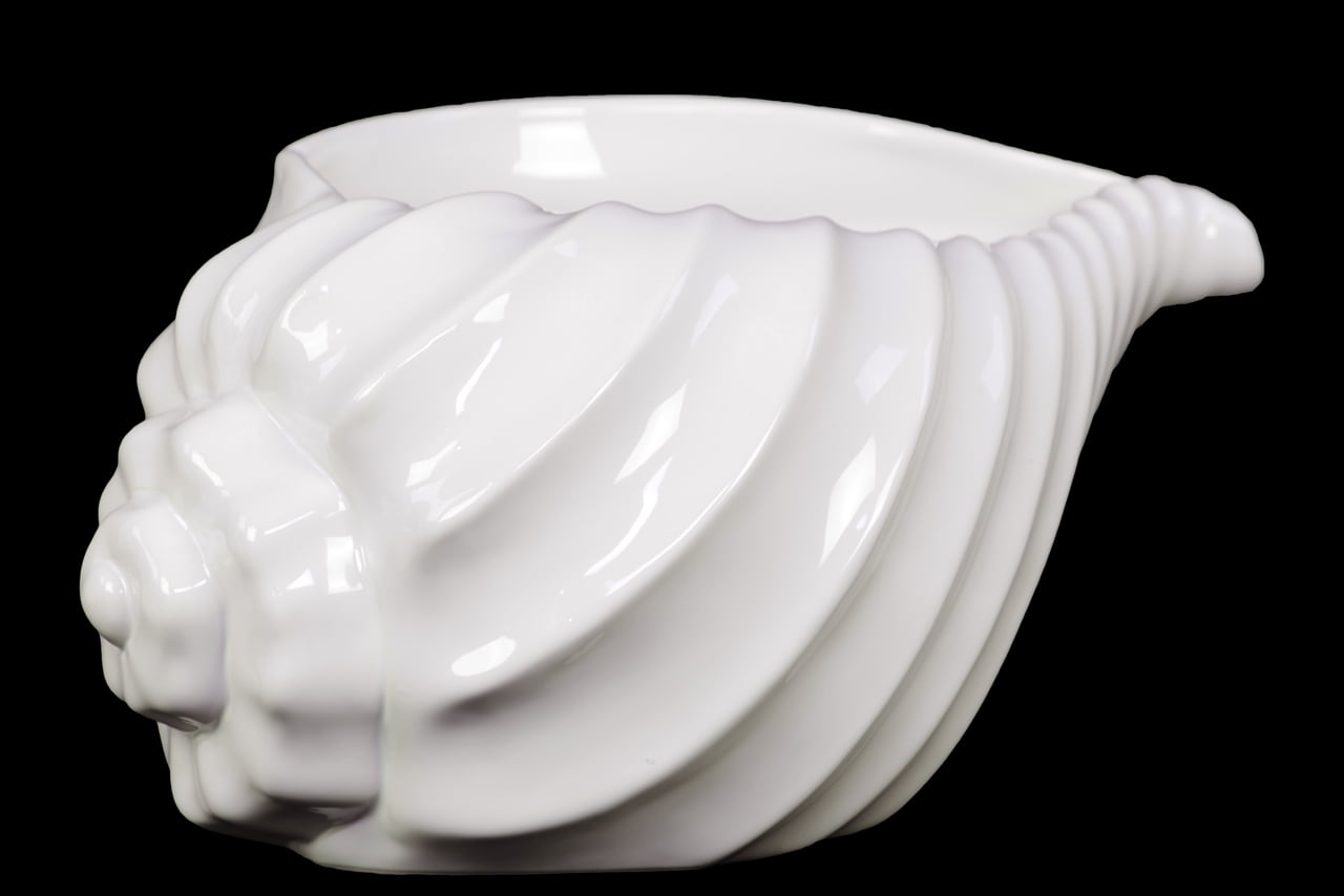 Beautiful, Glossy & Shiny Ceramic Shell Showpiece In White Large