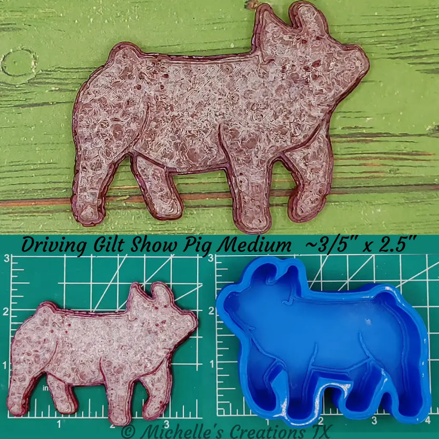 Show Pig - Driving Gilt - Silicone Freshie Mold - Medium