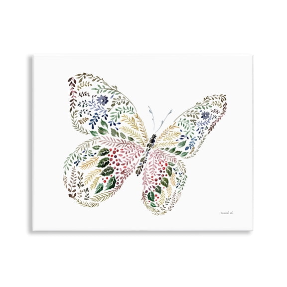 Stupell Industries Floral Nature Butterfly Animals Painting Unframed Art Print Wall Art, 14 x 11