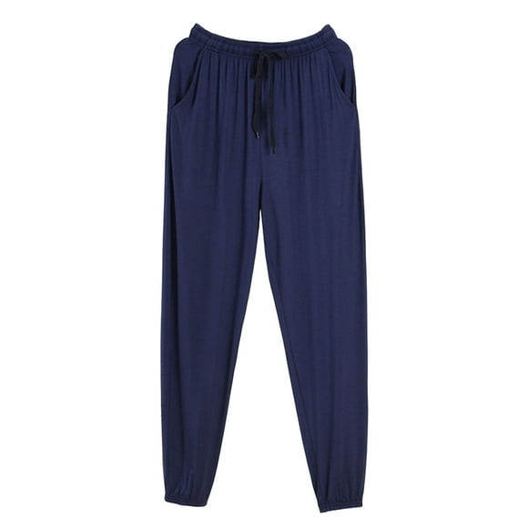 HBFAGFB Mens Pajama Pants Casual Loose Loungewear Light Breathable Sleepwear Trousers Navy Size 3XL