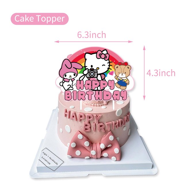 Decoraciones de fiesta de cumpleaños con temática de Hello Kitty, pancarta desechable de dibujos animados de gato, globo, inserto de pastel para niños, suministros de fiesta