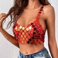 thumbnail image 2 of Levmjia Womens Tank Tops Fashion Halter Sleeveless V Neck Sequined Chain Beaded Slim Casual Blouse For Daily Wear Versatile Daily Wear, 2 of 9