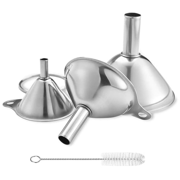 NORIZF Metal Stainless Steel Funnel,Large Medium Small Funnel Set of 3,Food Grade Mini Kitchen Funnels for Transferring Essential Oils,Liquid,Fluid,Small Funnels for Filling Bottles Flask Cooking