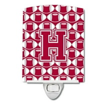 Letter H Football Crimson, grey and white Ceramic Night Light