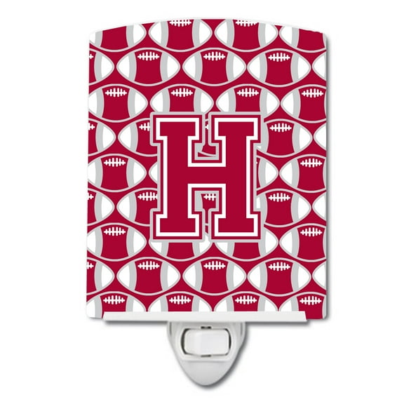 Letter H Football Crimson, grey and white Ceramic Night Light