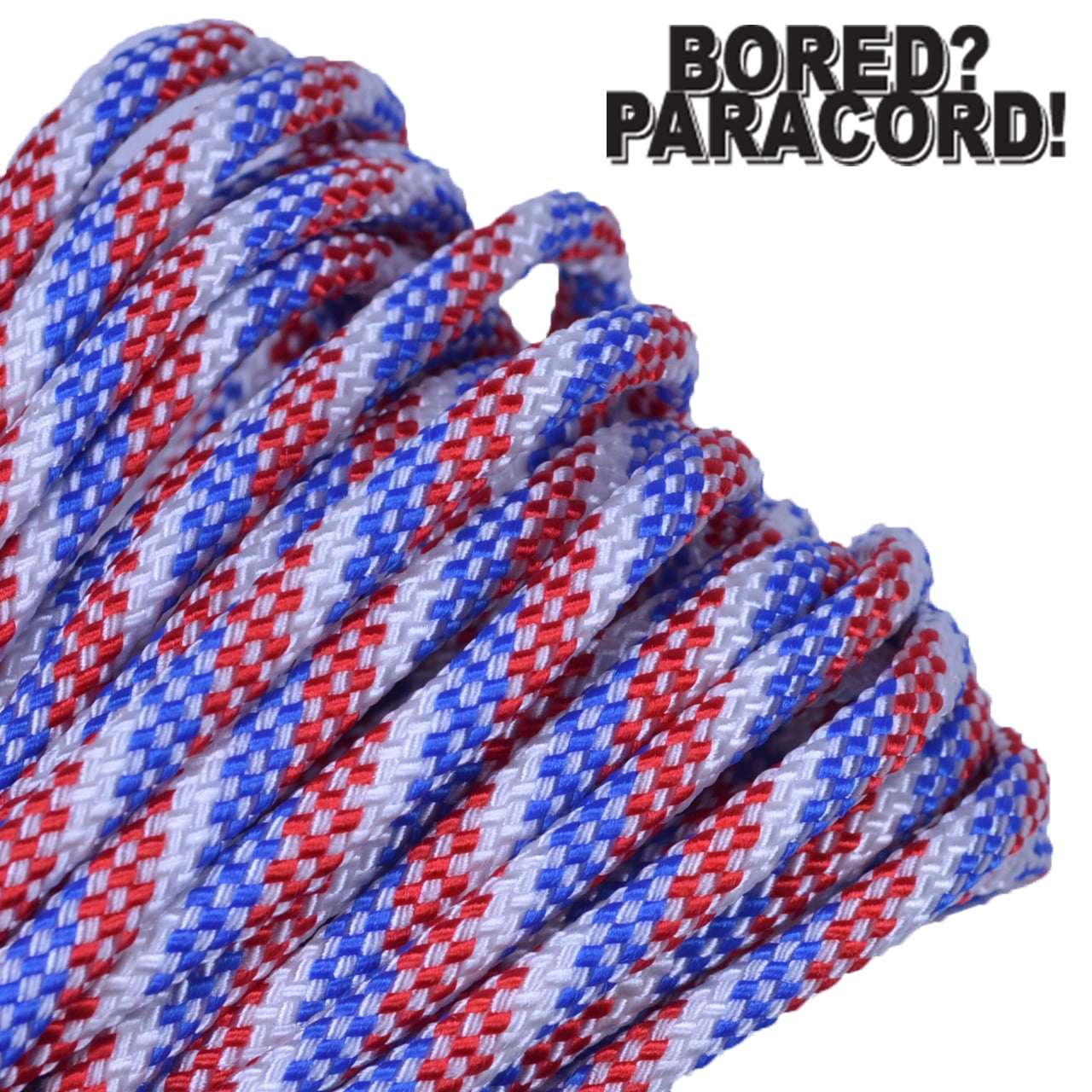 MADE IN USA 100' ft RED WHITE BLUE CAMO 550lb Paracord Cord  Type III 7 Strand 