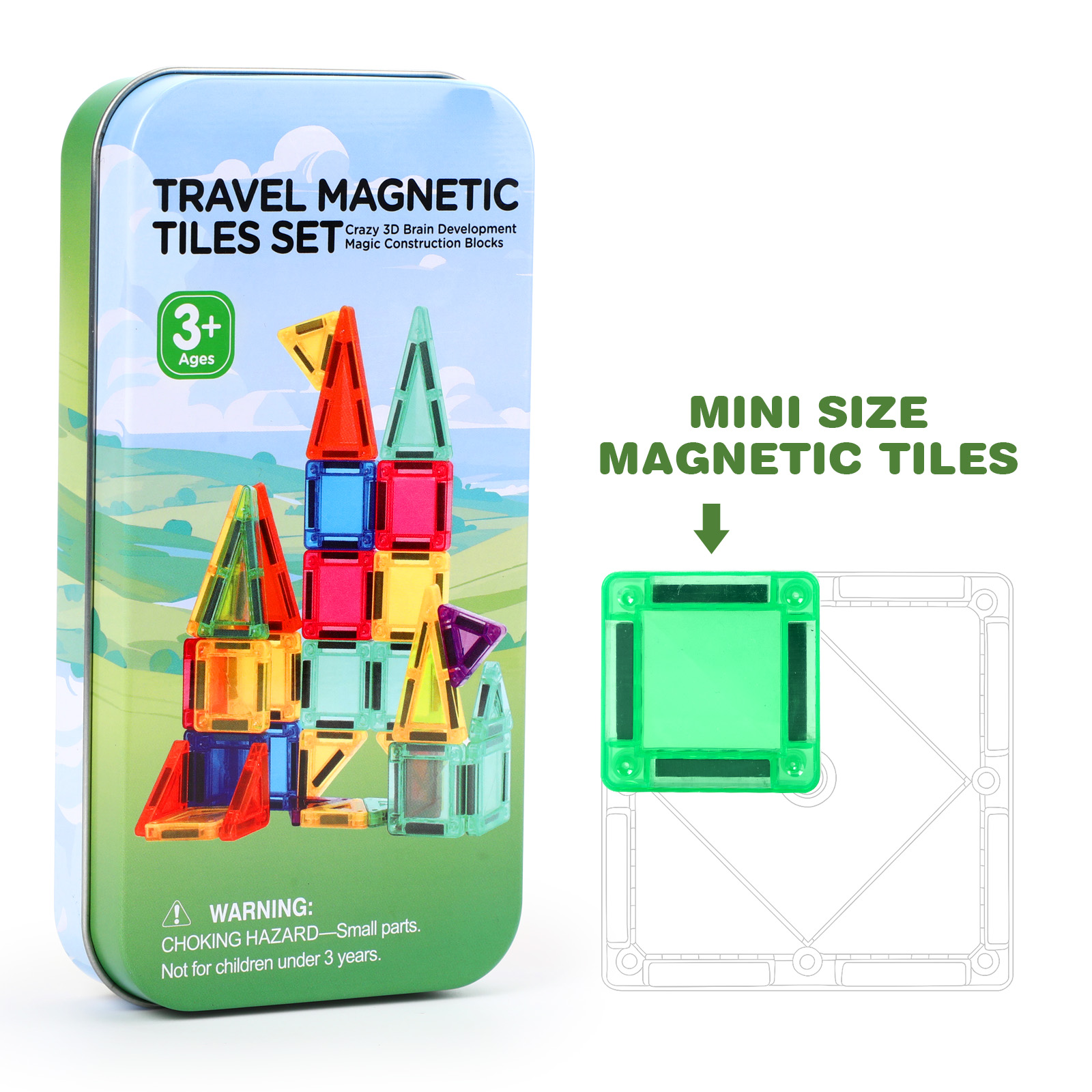 FunMagic 32-Piece Mini Magnetic Tiles Travel Set photo 2