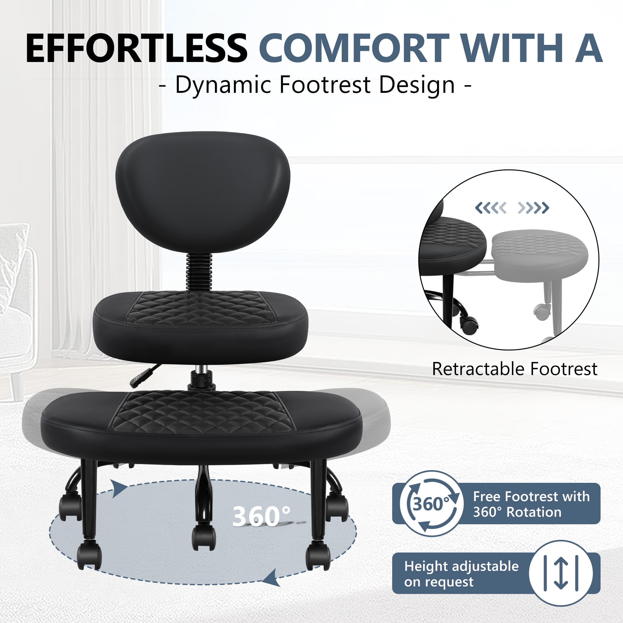 Primy Ergonomic Cross Legged Office Chair, ADHD Meditation Yoga Chair with Back Support, Adjustable Height Kneeling Chair for Adults with Wide Seat