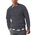thumbnail image 1 of Leodye T-Shirts de Sport Décontractés Ajustés pour Hommes Manches Longues Raglan Col Rond Baseball T-Shirts de Mode color Block Gris Foncé TTG(TTG), 1 of 3
