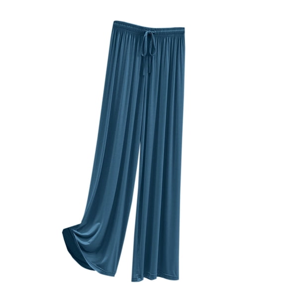USNSM Modal Straight Trousers for Women Loose Fit Flowy Palazzo Pants High Waist Casual Loose Drawstring Wide Leg Pants Sky Blue M