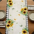 thumbnail image 5 of Table Runners 70 Inches Long Dress Scarves, Sunflower Gnomes Farmhouse Coffee/Dining/Kitchen Table Decor, Holiday Table Runner, Spring Farmhouse Vintage Daisy Leaf Plaid 13x70 Inch, 5 of 9