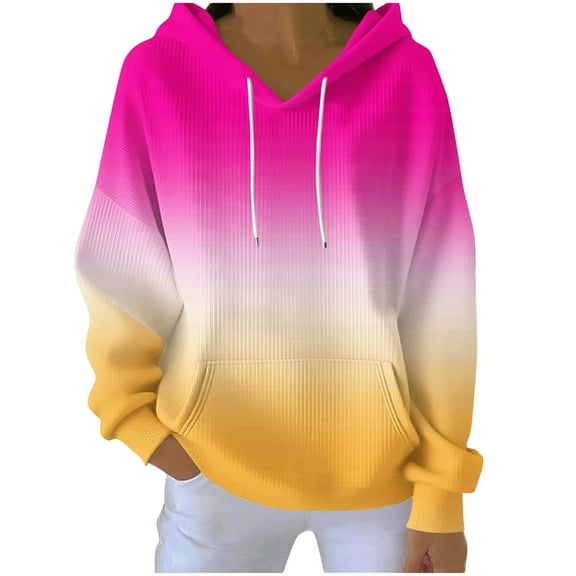 Hoodies For Women Sevevn Women's Gradient Printing Hoodies Long Sleeve Pockets Casual Fashion Hooded Sweatshirt