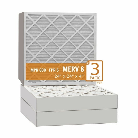 24x24x4 Key Pleat Purolator Air Filter - MERV 8 (3 Pack)