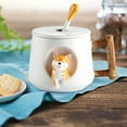 thumbnail image 4 of Fiudx Taza de Perro Shiba Inu, Adorable Taza de Cerámica 3D, Diseño de Cuchara y Tapa, Asa de Madera Única, Portavasos Versátil, Regalo para El Hogar y La Oficina, Fácil de Limpiar., 4 of 5