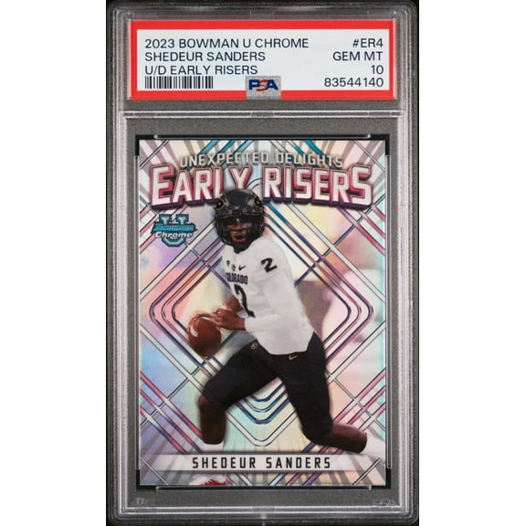 Graded 2023 Topps Bowman U Chrome Shedeur Sanders #ER4 U/D Early Risers Rookie RC Football Card PSA 10 Gem Mint