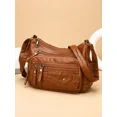 thumbnail image 3 of Bolso bandolera de mujer de cuero suave con múltiples compartimentos y múltiples bolsillos con costura en la parte delantera y trasera de tendencia de moda para las cuatro estaciones, 3 of 5